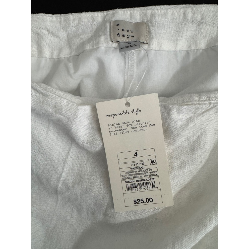 A New Day White Linen Blend Wrap Skort Women's Size 4 Summer Mini NWT - Picture 9 of 10